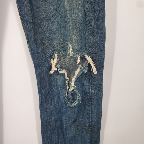Levi's 508 Jeans Men 33x32 Regular Tapered Distressed Faded Denim Blue Casual - Picture 7 of 8